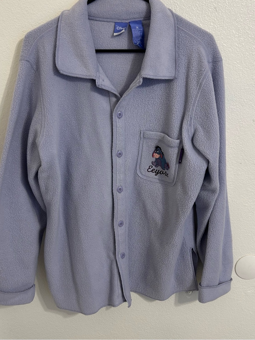 vintage Walt Disney fleece jacket shirt button Eeyore womans 1XL purple 90s 00s